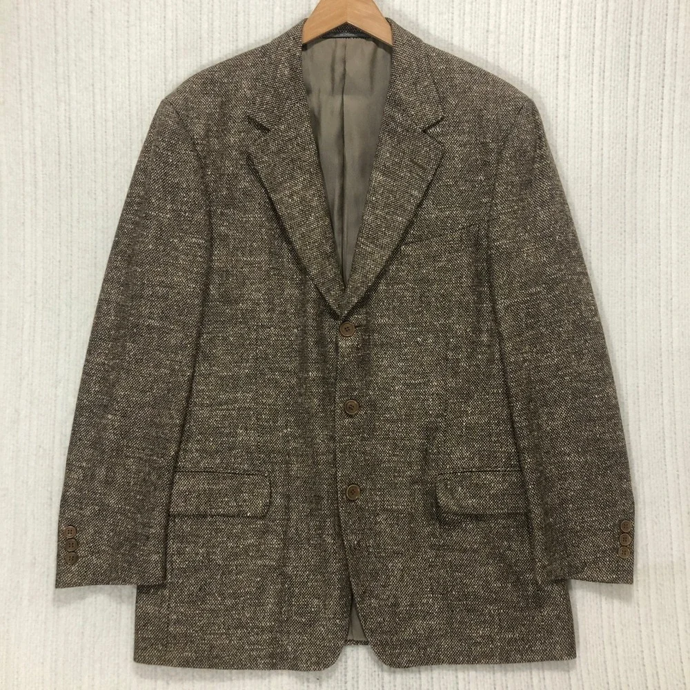 Ermenegildo Zegna Soft Brown Wool Silk Blazer Sport Coat Mens 52 R Made in Swiss
